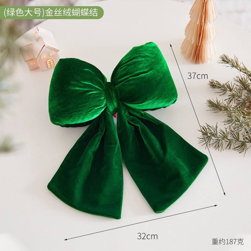 Christmas Tree Decoration Home Gold Velvet Bow Large Pendant Photo Atmosphere Props Atmosphere Flocking Bow - Kasa & Pet