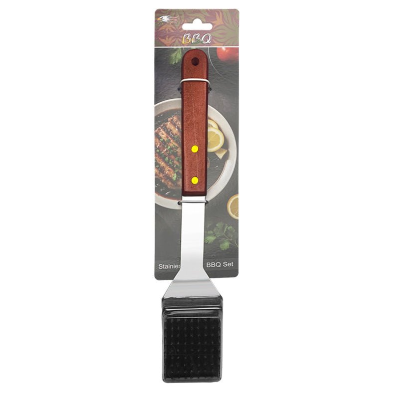 Outdoor camping barbecue tools combination stainless steel grill suit wooden handle fork shovel clip BBQ accessories cloth bag - Kasa & Pet