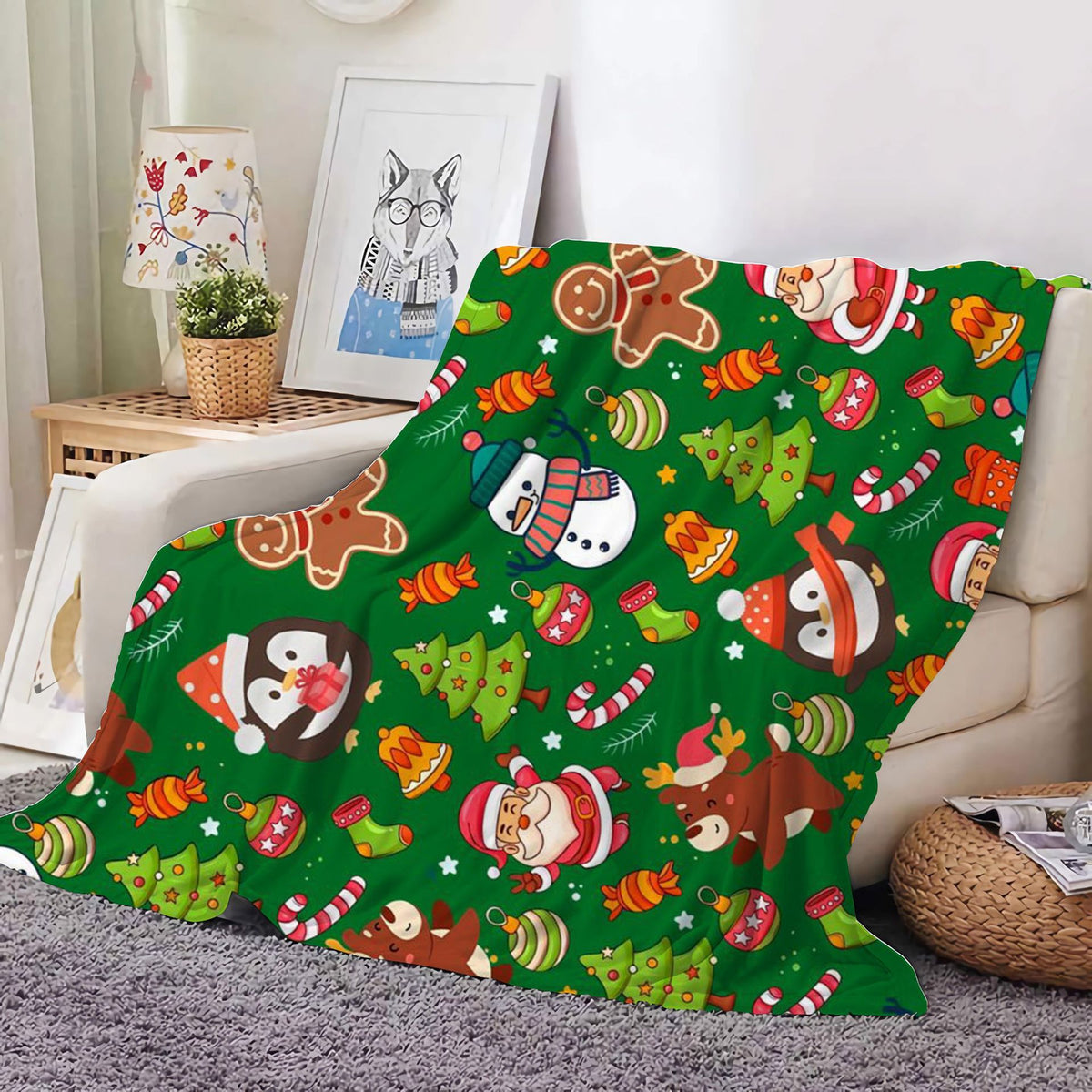 Christmas Decoration Blanket Holiday Blanket Red Festive Blanket Christmas Tree Polo Sofa Blanket Flannel Blanket - Kasa & Pet
