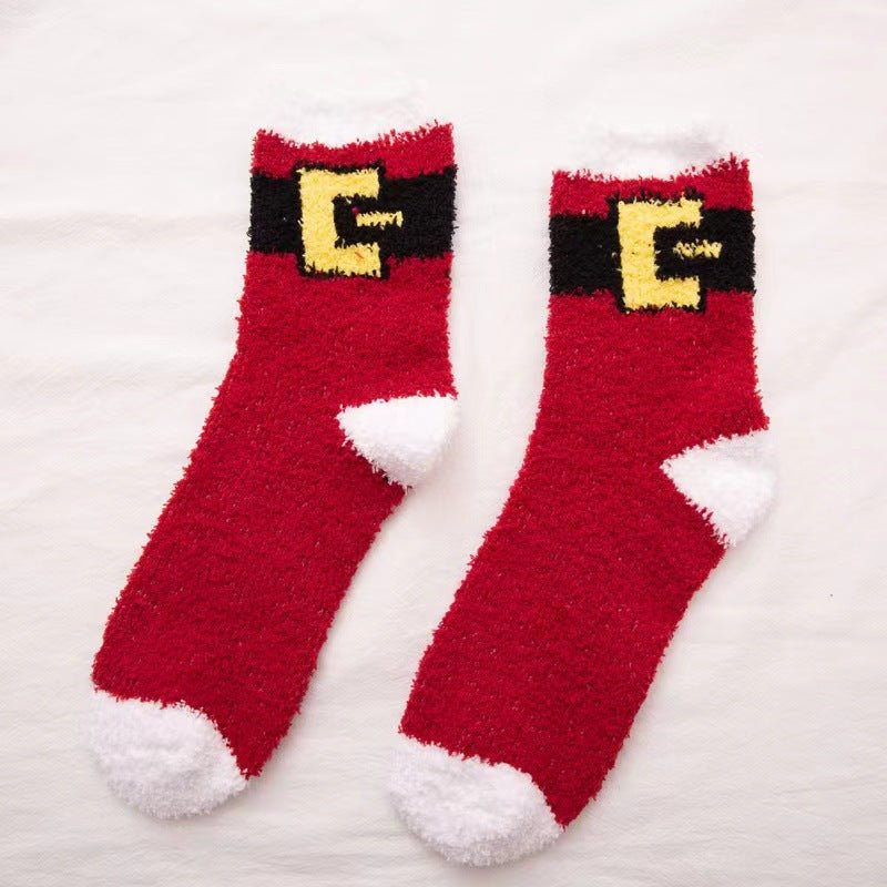Coral fleece Christmas socks autumn and winter thick tube socks New Year gift socks cartoon Christmas socks cross-border wholesale - Kasa & Pet