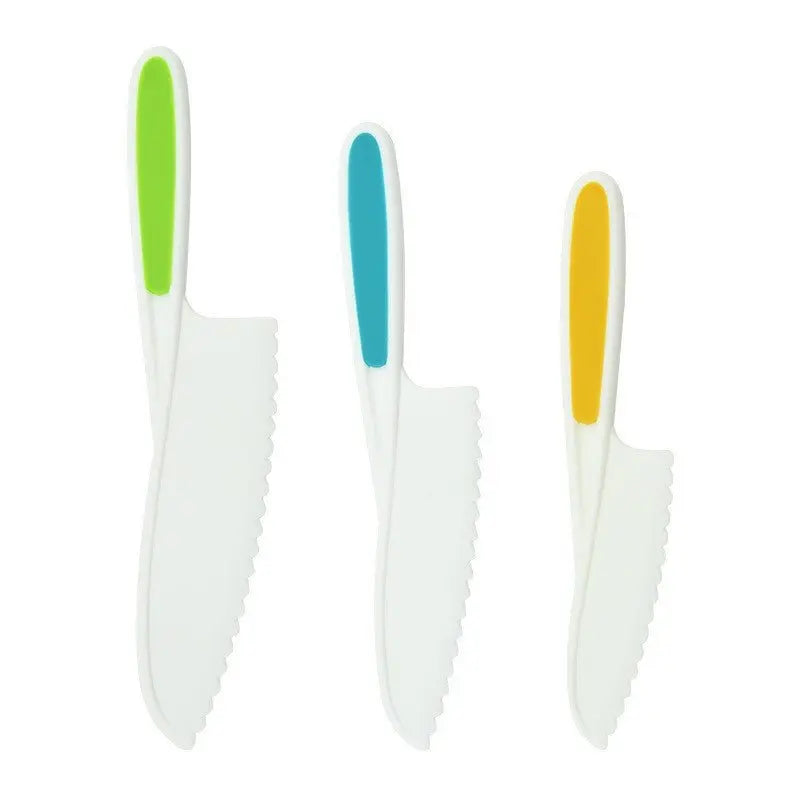 Children's Safety Food Knife Set 4-Piece Early Education Kitchen Plastic Knife Baking Bread Serrated Knife - Kasa & Pet