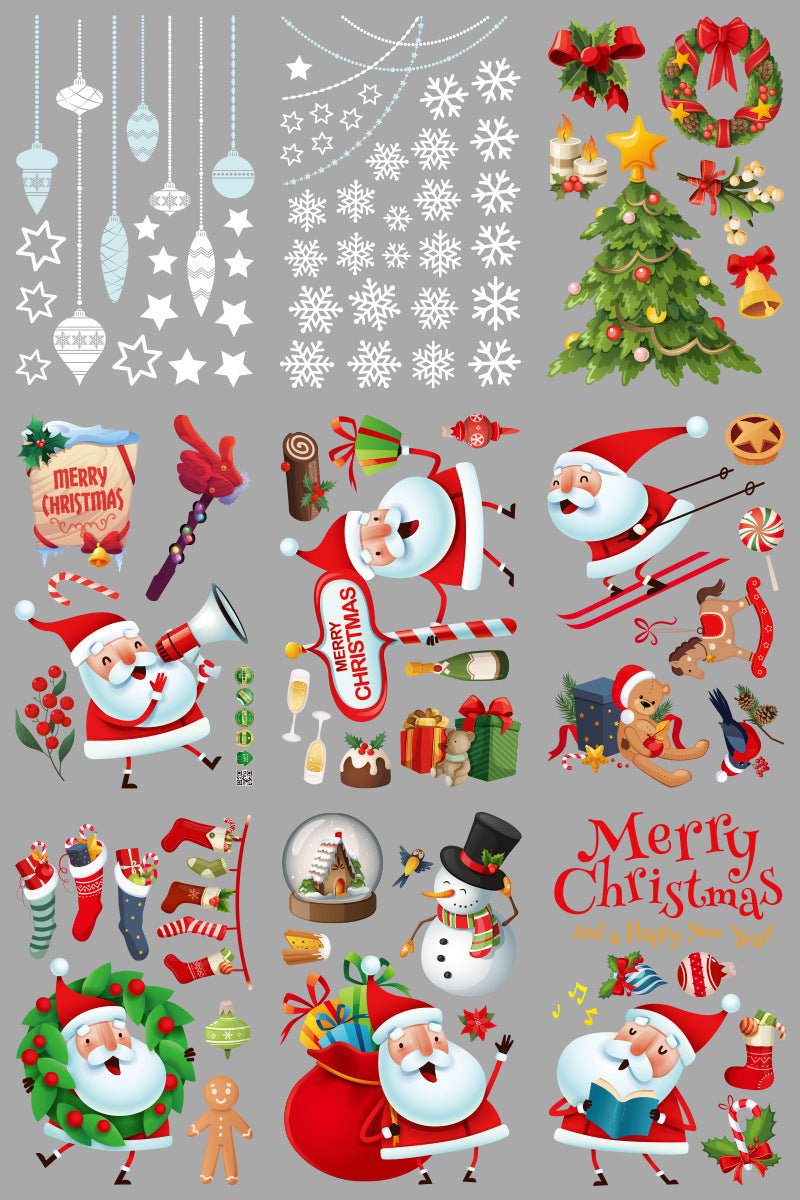Christmas decorations door stickers shop scene layout wreath small pendant window glass stickers Christmas tree old man