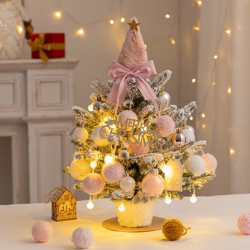 Christmas tree new desktop christmas tree pvc with lights christmas tree mini diy christmas decoration flocking