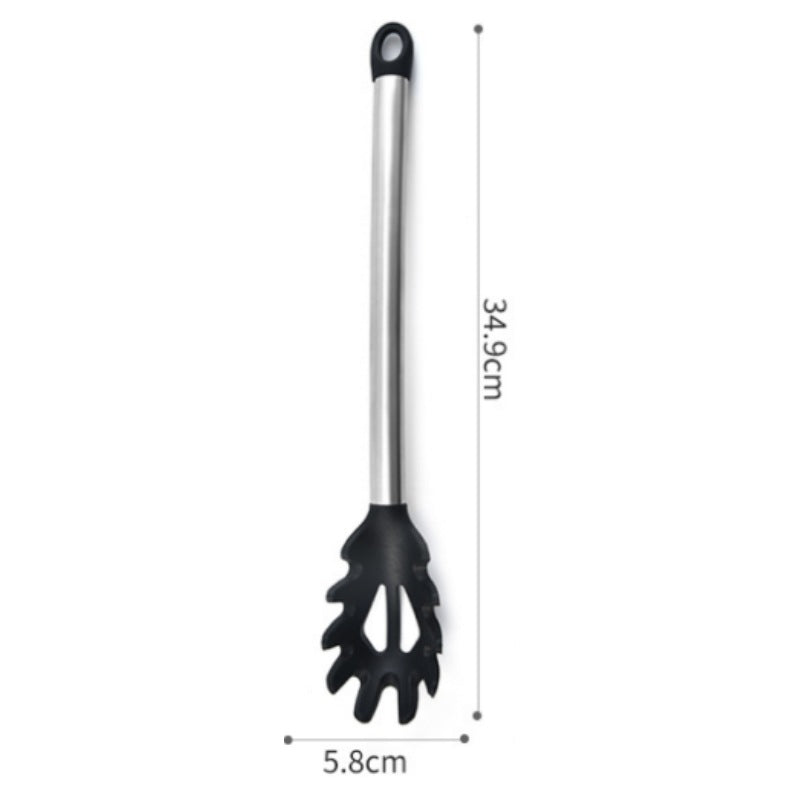 Silicone kitchenware suit 8-piece set stainless steel tube handle spatula baking scraper egg beater cooking hot pot spoon - Kasa & Pet