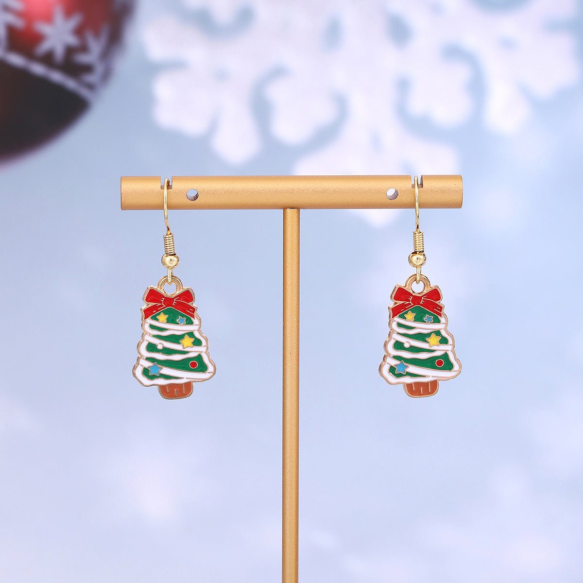 Cross-border personality Christmas series elk gingerbread earrings European and American cartoon oil Santa Claus earrings