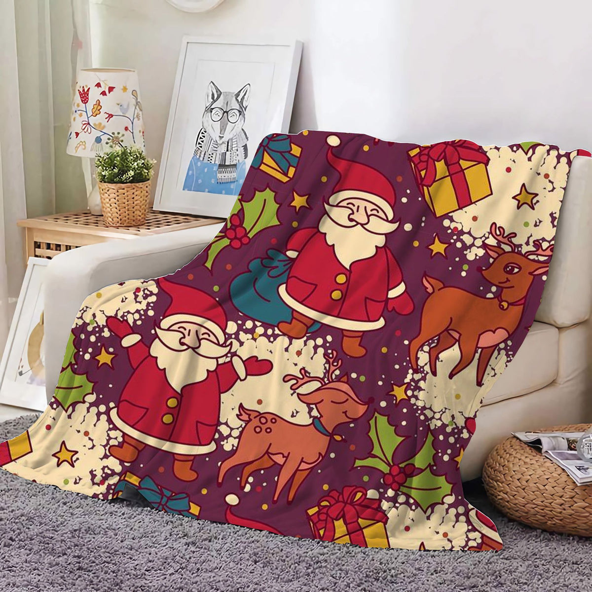 Christmas Decoration Blanket Holiday Blanket Red Festive Blanket Christmas Tree Polo Sofa Blanket Flannel Blanket - Kasa & Pet