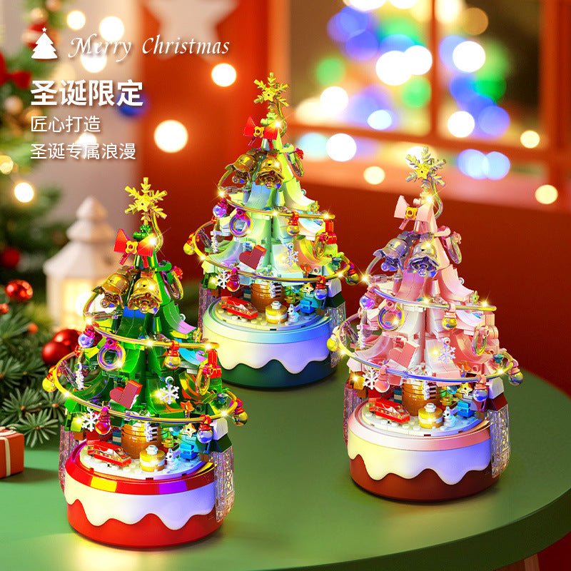 Lele Brothers 8756 Christmas Tree Music Box Assembled Christmas Building Blocks Toy Ornaments Christmas Holiday Gifts Wholesale