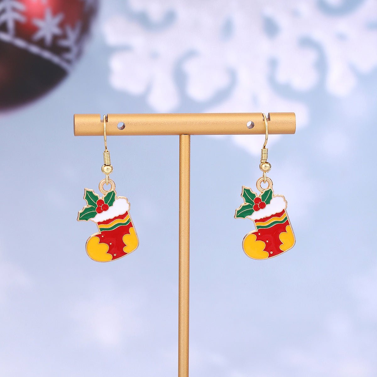 Cross-border personality Christmas series elk gingerbread earrings European and American cartoon oil Santa Claus earrings