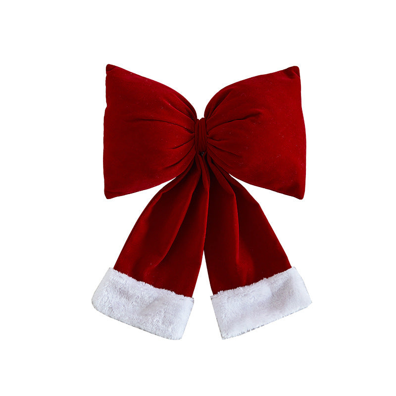Christmas Tree Decoration Home Gold Velvet Bow Large Pendant Photo Atmosphere Props Atmosphere Flocking Bow