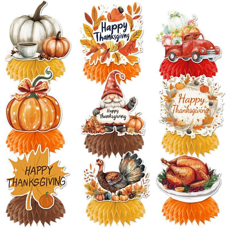 Cross-Border Autum New Thanksgiving Party Give Thanks Flag Harvest Festival Turkey Pumpkin Decoration Banner