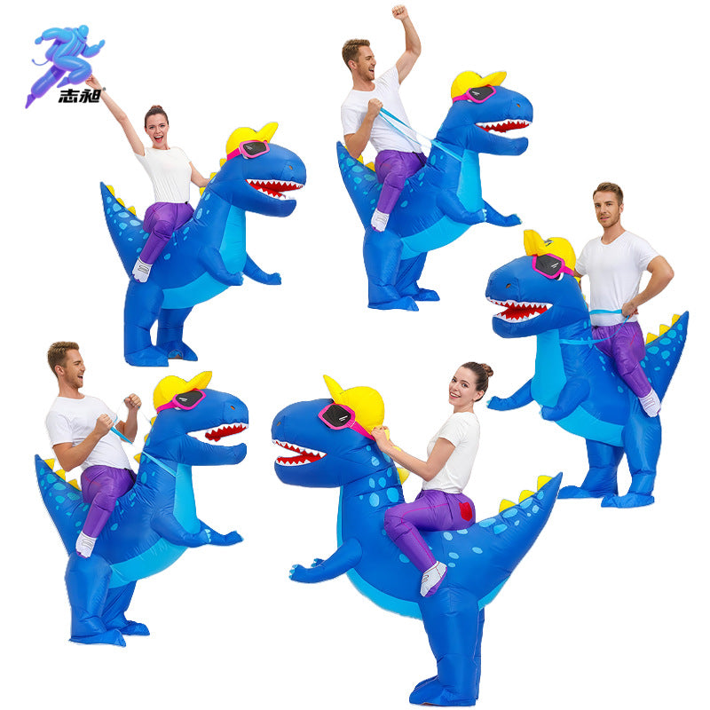 Cross-Border Hot Selling Funny Cyclist Doll Costume Masquerade Performance Props Hippie Sunglasses Dinosaur Inflatable Costume