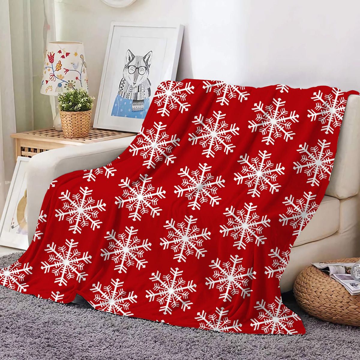 Christmas Decoration Blanket Holiday Blanket Red Festive Blanket Christmas Tree Polo Sofa Blanket Flannel Blanket - Kasa & Pet