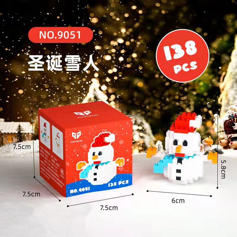 What is the cross-border Christmas building block ball micro-particle assembly puzzle snowman Christmas tree ornaments boys and girls gifts