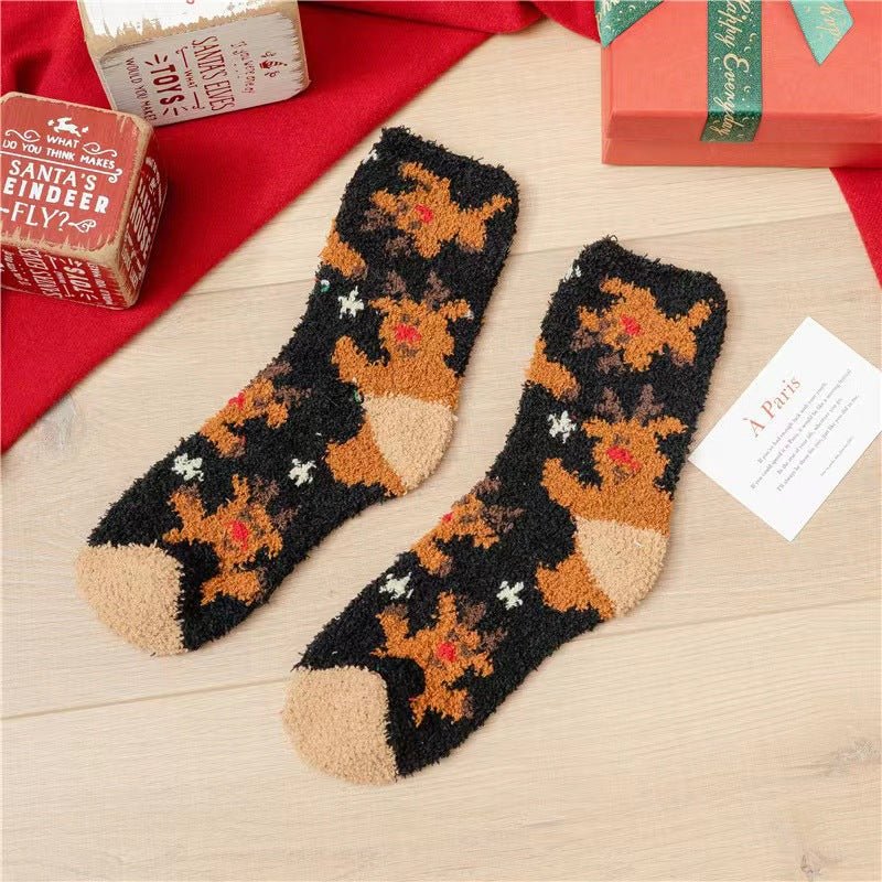 Coral fleece Christmas socks autumn and winter thick tube socks New Year gift socks cartoon Christmas socks cross-border wholesale - Kasa & Pet