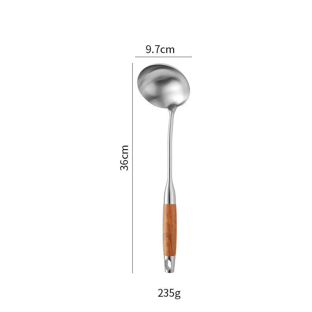Cross-Border Kitchenware 316 Stainless Steel Spatula for Cooking Household Soup Spoon Rosewood Handle Spatula Kitchen Utensils Frying Spoon - Kasa & Pet