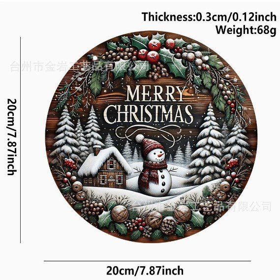 in stock Christmas Creative Hanging Wooden Crafts Round Door Sign Wooden Tag Series Decorative Pendant