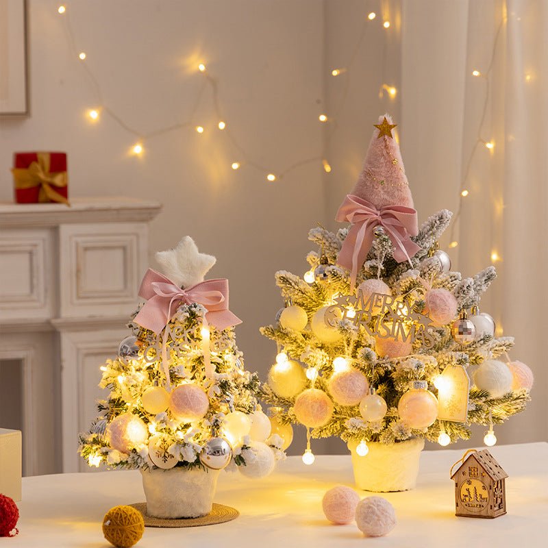 Christmas tree new desktop christmas tree pvc with lights christmas tree mini diy christmas decoration flocking