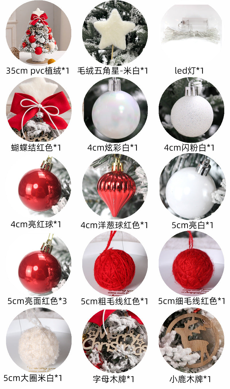 Christmas tree new desktop christmas tree pvc with lights christmas tree mini diy christmas decoration flocking