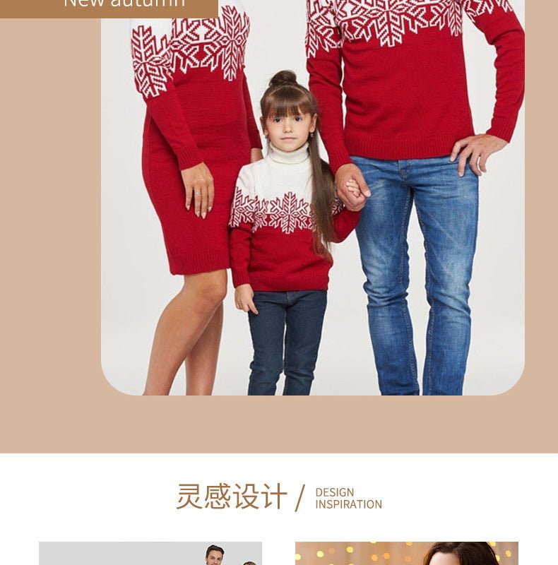 Amazon New Christmas Family Clothes Jacquard Turtleneck Sweater Christmas Clothing in stock Wholesale