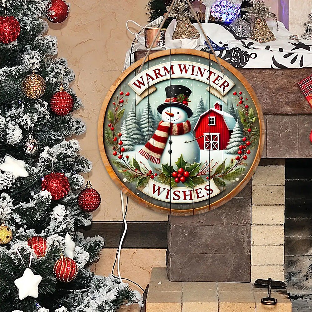 in stock Christmas Creative Hanging Wooden Crafts Round Door Sign Wooden Tag Series Decorative Pendant