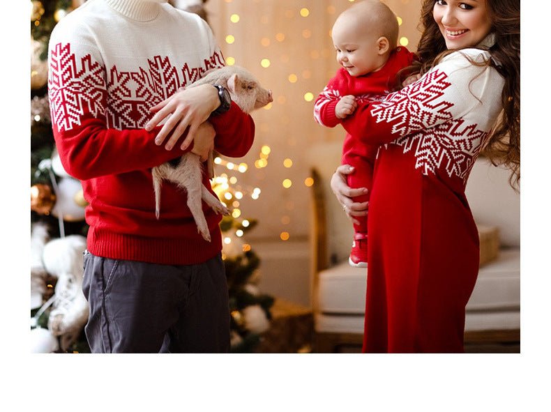 Amazon New Christmas Family Clothes Jacquard Turtleneck Sweater Christmas Clothing in stock Wholesale