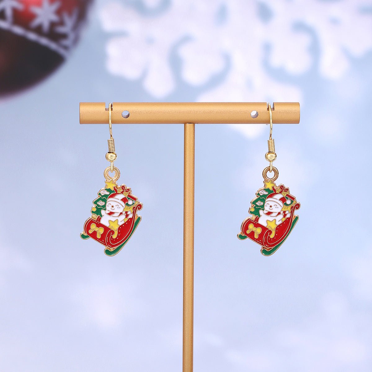 Cross-border personality Christmas series elk gingerbread earrings European and American cartoon oil Santa Claus earrings