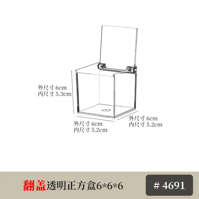 Desktop Storage Box Square Transparent Acrylic Flower Pot Sundries Cosmetics Stationery Notes Kitchen Workstation Height Kasa & Pet