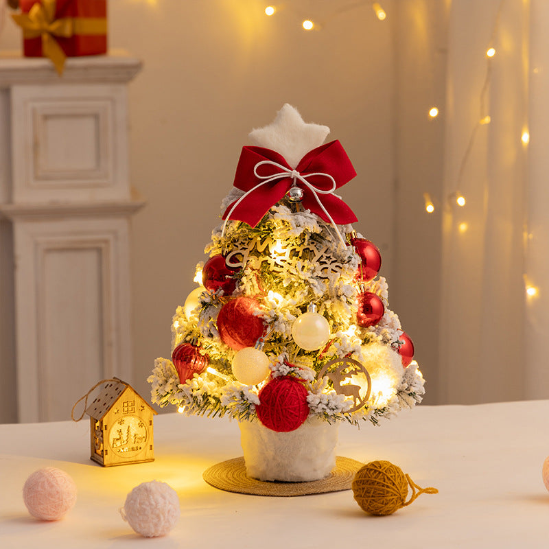 Christmas tree new desktop christmas tree pvc with lights christmas tree mini diy christmas decoration flocking