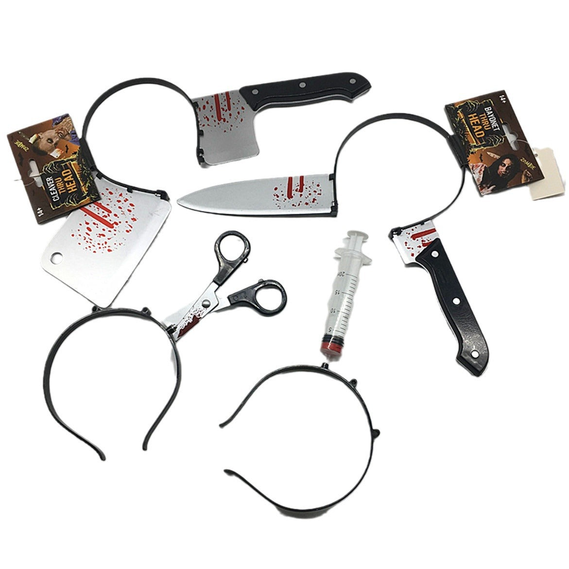 Halloween headband cross-border special plastic simulation head cutting knife head buckle cosplay props needle head band