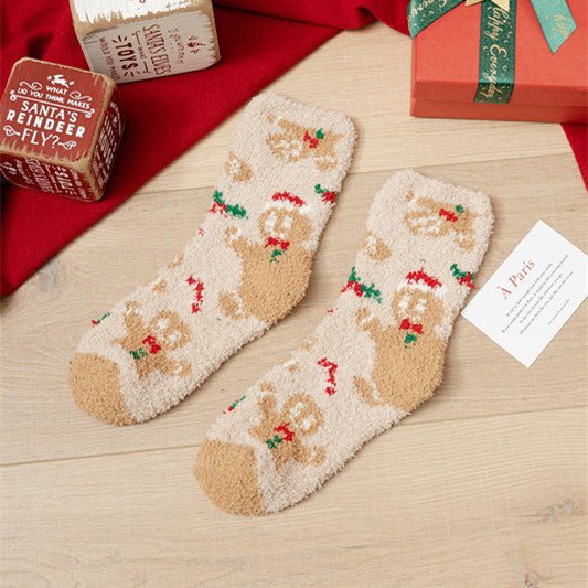 Coral fleece Christmas socks autumn and winter thick tube socks New Year gift socks cartoon Christmas socks cross-border wholesale - Kasa & Pet