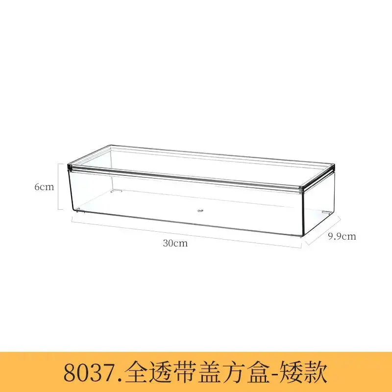 Desktop Storage Box with Lid Flip-Top Rectangular Transparent Acrylic Storage Box Kitchen Cosmetics Sundry Work Station Kasa & Pet