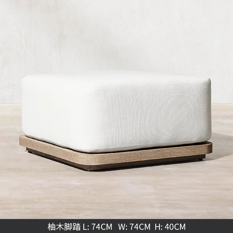 Conjunto de Móveis Modernos para Exterior à Prova d'Água com Pedal, Banco de Madeira Teca e Sofá de Rattan para Jardim, Sala de Estar e Hotéis