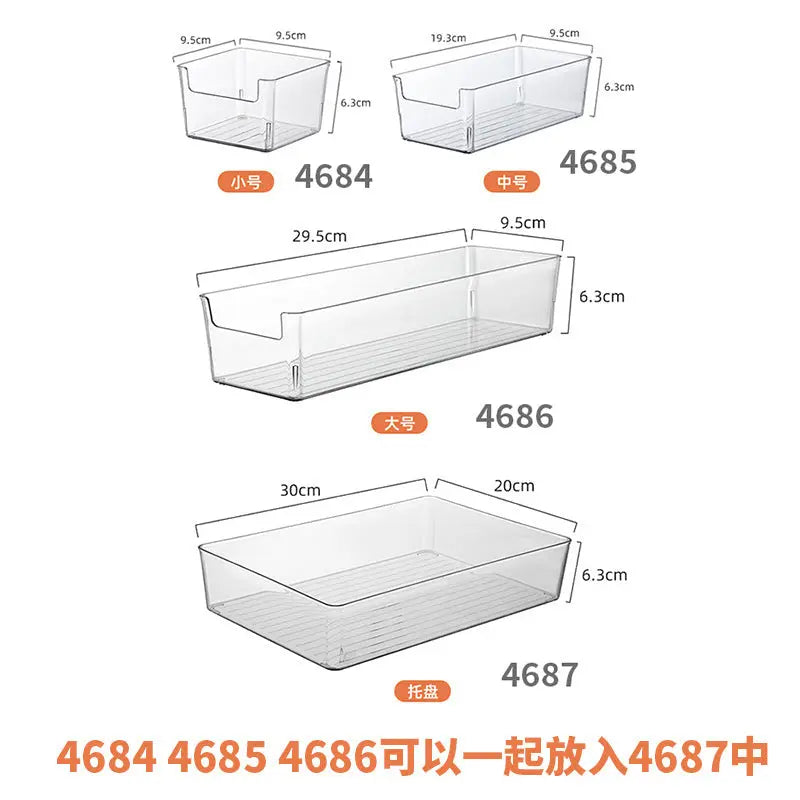 Desktop Storage Box Drawer Built-in Partition Transparent Acrylic Narrow Long Rectangular Cosmetic Workstation Kitchen Kasa & Pet