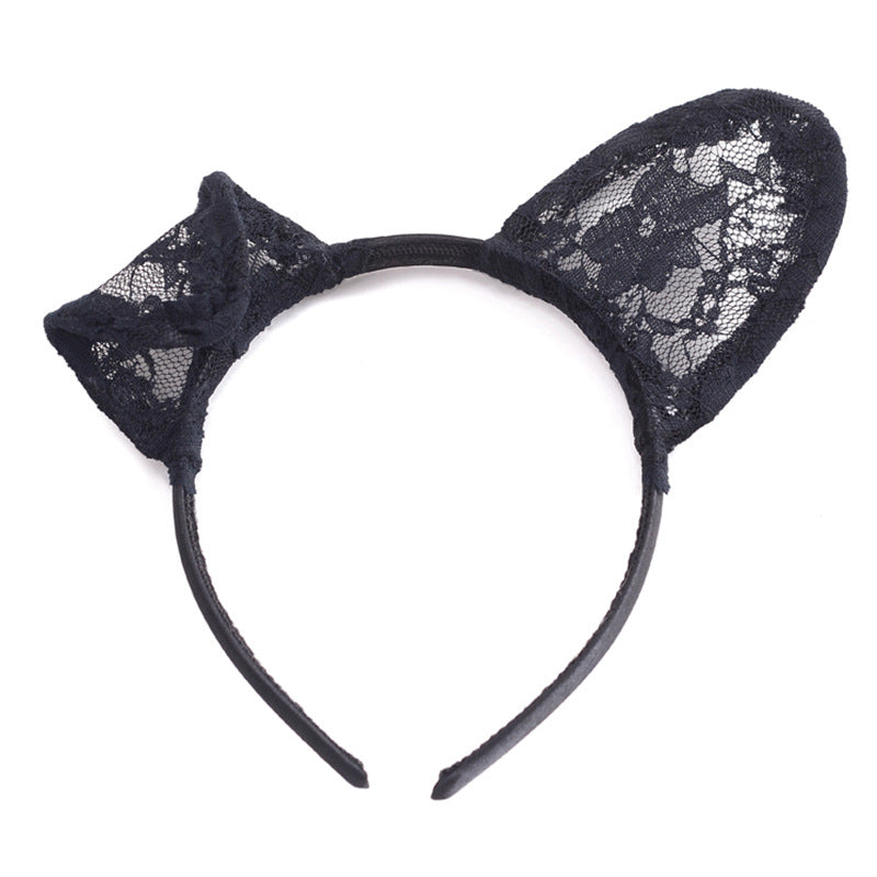 Sexy accessories new lace cat ears black headband mask ball party photography Halloween headdress
