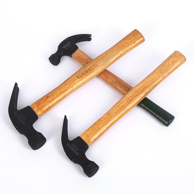 Factory Direct Sale Wooden Handle Claw Hammer Nail Hammer Hammering Hammer High Carbon Steel Household Construction Site Retail Carpentry Claw Hammer