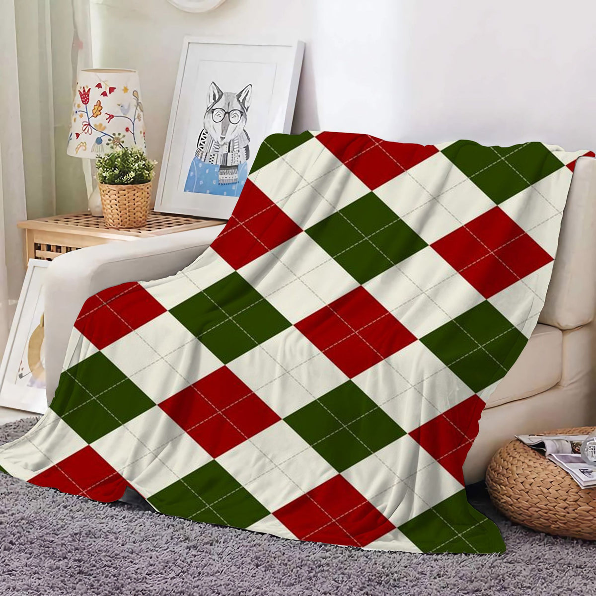 Christmas Decoration Blanket Holiday Blanket Red Festive Blanket Christmas Tree Polo Sofa Blanket Flannel Blanket - Kasa & Pet