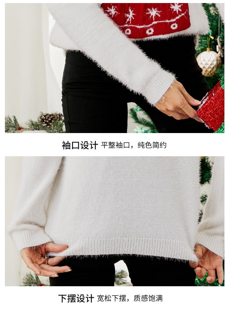 Cross-Border Popular European and American Design Knitted Tops Christmas Cartoon Jacquard Sweaters Embroidered Bear Christmas Sweaters