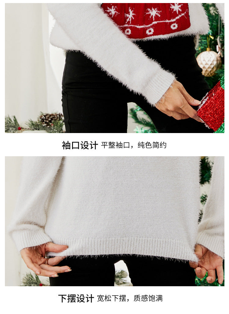 Cross-Border Popular European and American Design Knitted Tops Christmas Cartoon Jacquard Sweaters Embroidered Bear Christmas Sweaters