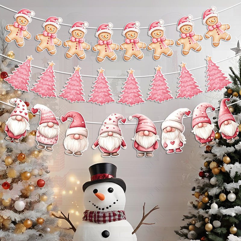 Amazon New Product Party Supplies Christmas Flag Set Christmas Garland Banner Venue Decoration