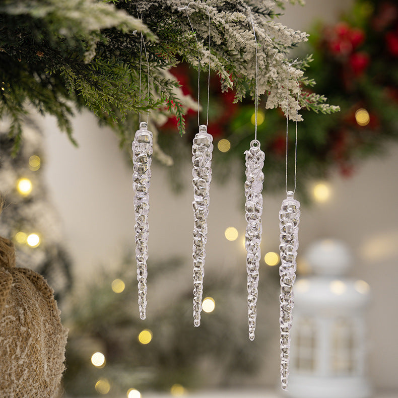 Simulação de Natal Icicles acrílicos, ornamento de Natal, gelo falso para festa de inverno, decoração de ano novo, 15cm, 6 peças