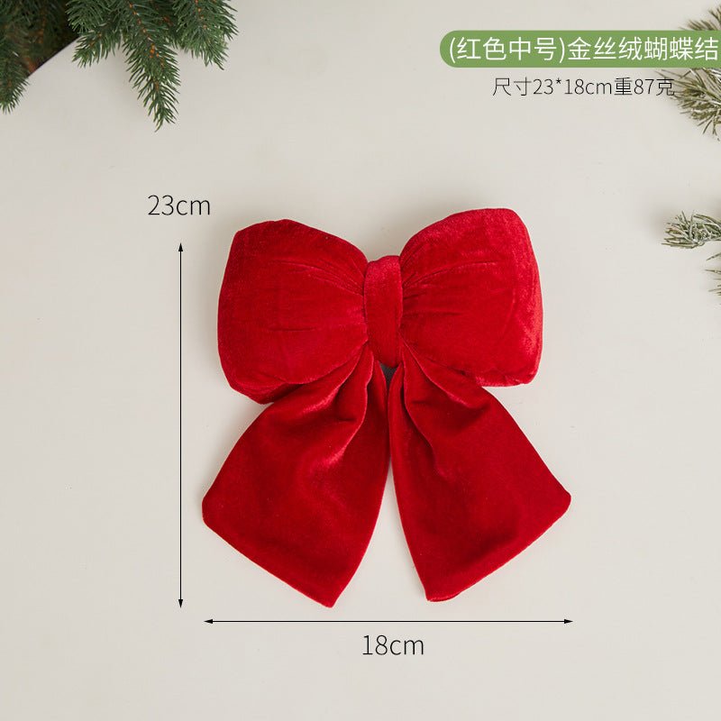 Christmas Tree Decoration Home Gold Velvet Bow Large Pendant Photo Atmosphere Props Atmosphere Flocking Bow - Kasa & Pet