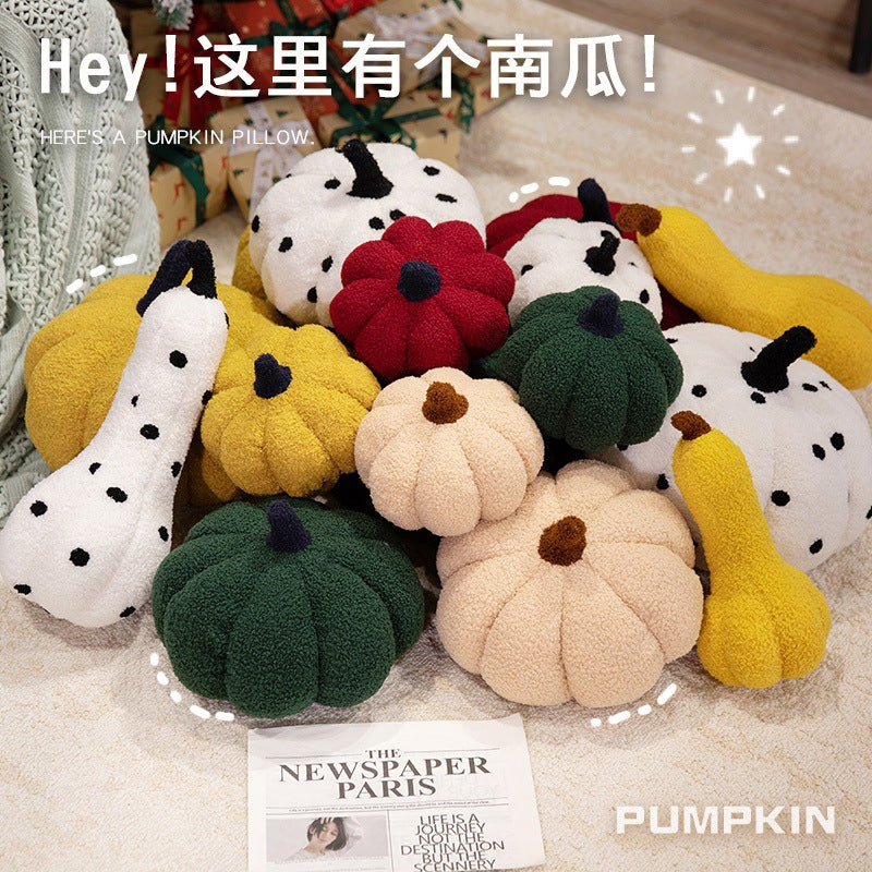 Ins Nordic Style Colorful Pumpkin Pillow Simulation Wave Dot Pumpkin Plush Toy Bedside Cushion Halloween Decoration