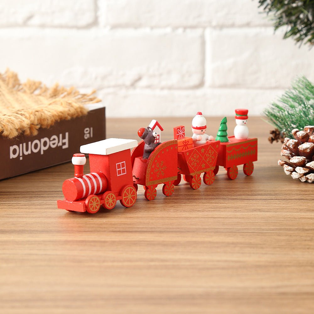 Strict selection of Christmas decorations cartoon creative children's Christmas gifts small train wooden window desktop ornaments