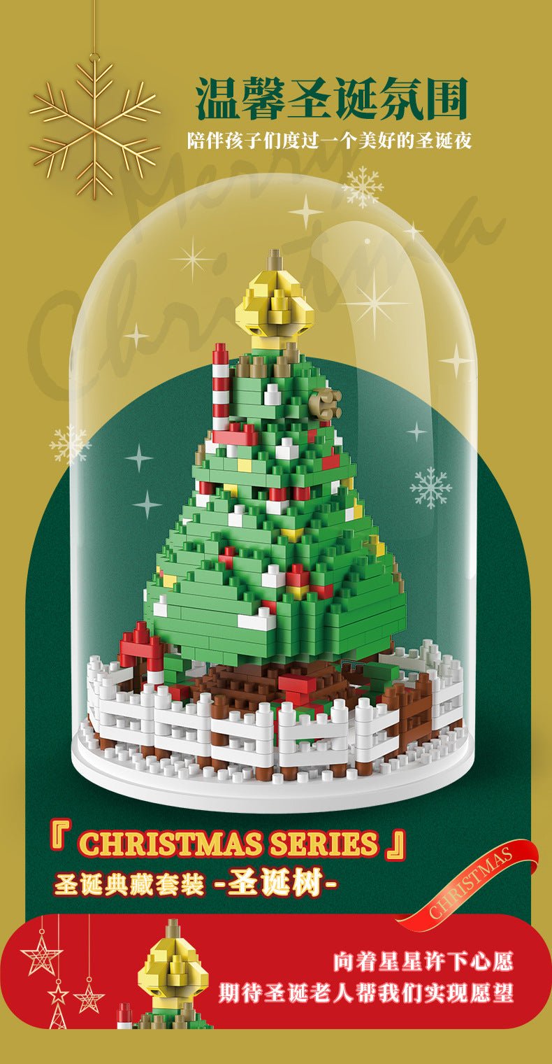 Christmas Gift Building Blocks Christmas Tree Ornaments Assembled Toys Santa Claus Building Blocks Small Particles Assembled Educational Toys