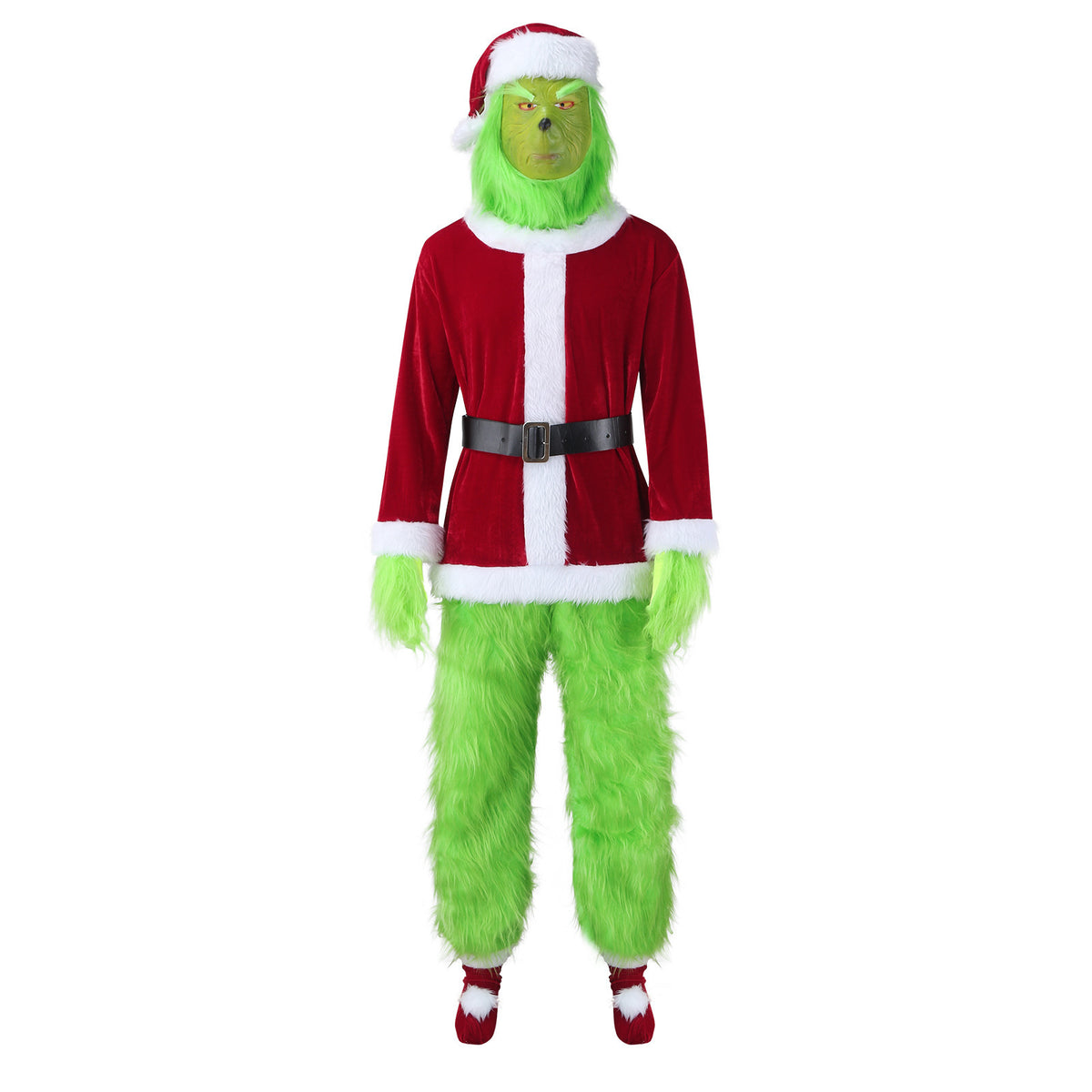 Popular Christmas clothing long hair monster cosplay Santa Claus green hair monster Grinch Christmas performance clothing
