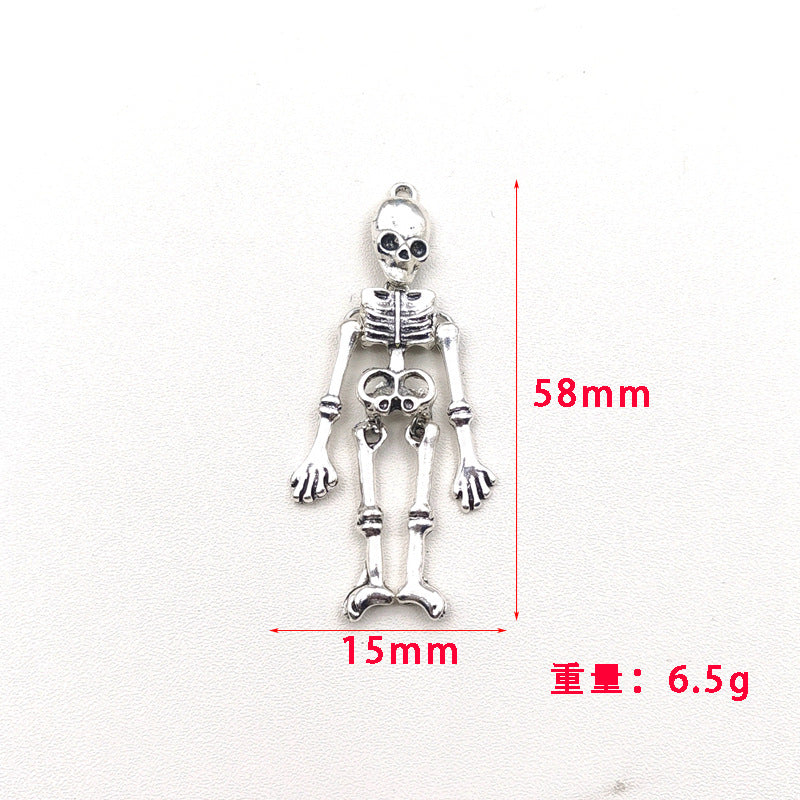 New European and American cross-border retro skull skeleton pendant, diy alloy pendant, Halloween accessories
