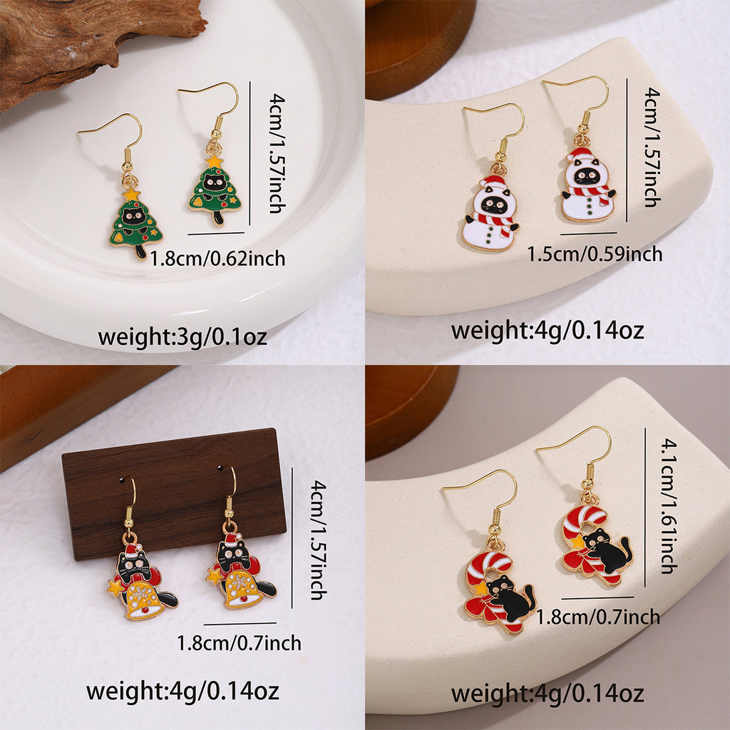 Cross-border personality Christmas series elk gingerbread earrings European and American cartoon oil Santa Claus earrings