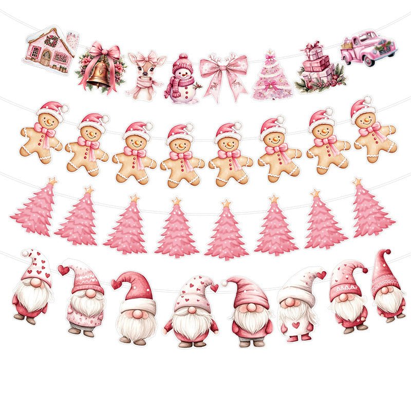 Amazon New Product Party Supplies Christmas Flag Set Christmas Garland Banner Venue Decoration