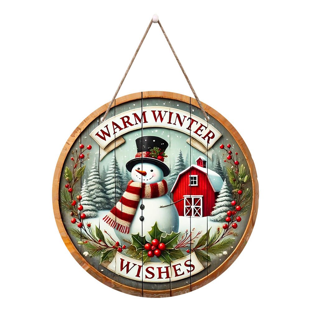 in stock Christmas Creative Hanging Wooden Crafts Round Door Sign Wooden Tag Series Decorative Pendant