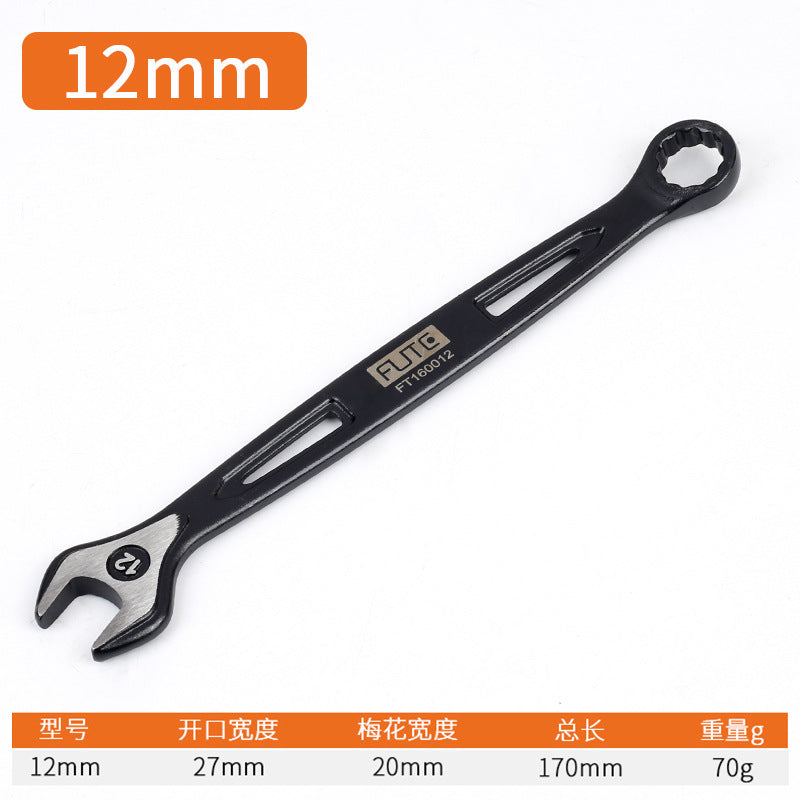 [Industrial dual-purpose wrench] Chrome vanadium steel forged handle hollow black quick wrench extended open-end wrench